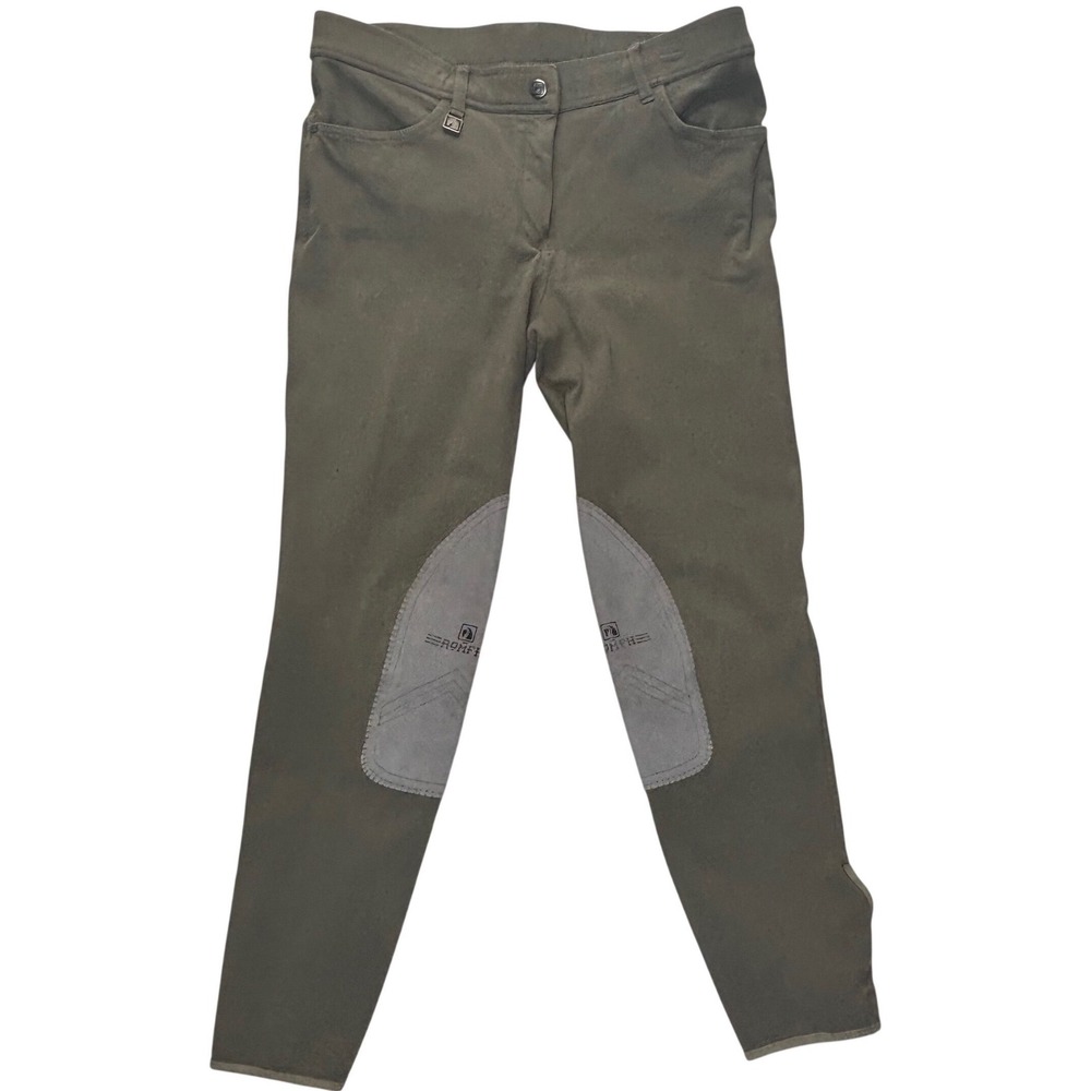 Romfh Full SeatRiding Breeches Womens 32R OliveGreen Knee Patch Equestrian Pants